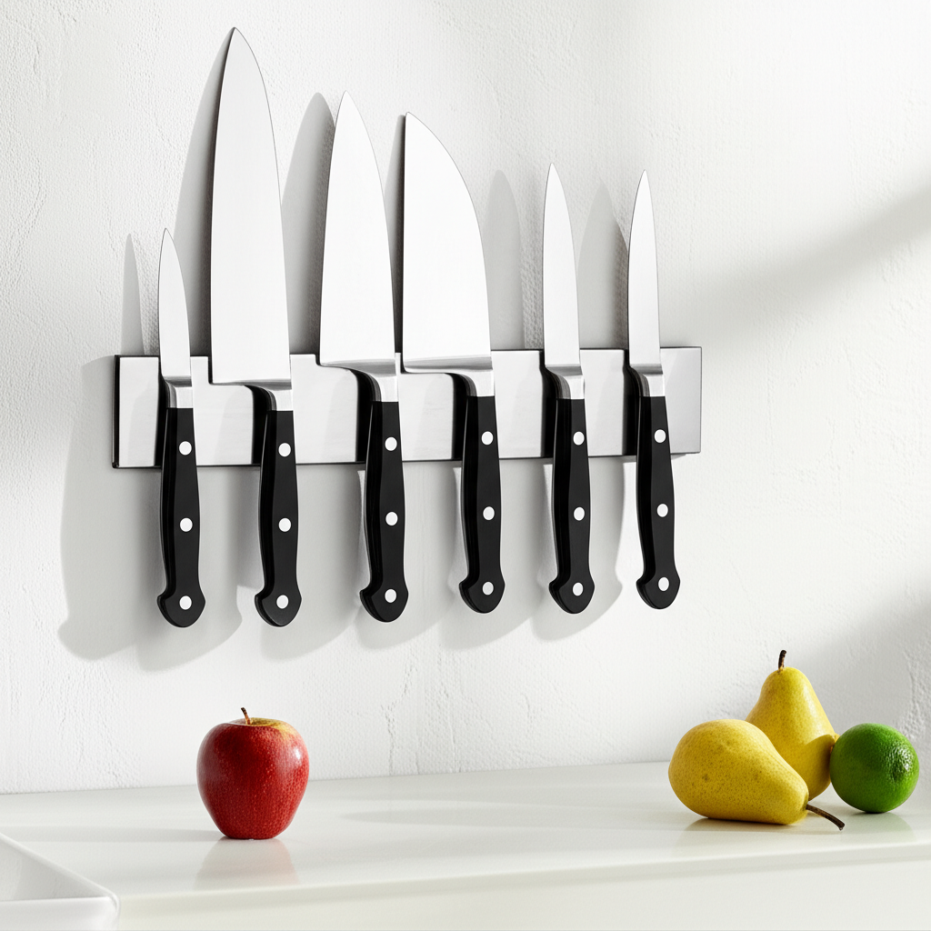 16" Magnetic Knife Strip for Wall | No-Drill Stainless Steel Kitchen Tool Holder & Rack
