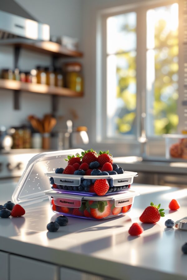 Rubbermaid Brilliance Food Storage Containers BPA Free Airtight Lids Ideal for Lunch Meal Prep & Leftovers Set of 5 (3.2 Cup) - Image 2