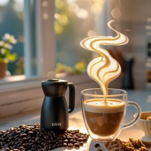 Milk Frother: Powerful Electric Foam Maker for Coffee, Lattes + Batteries