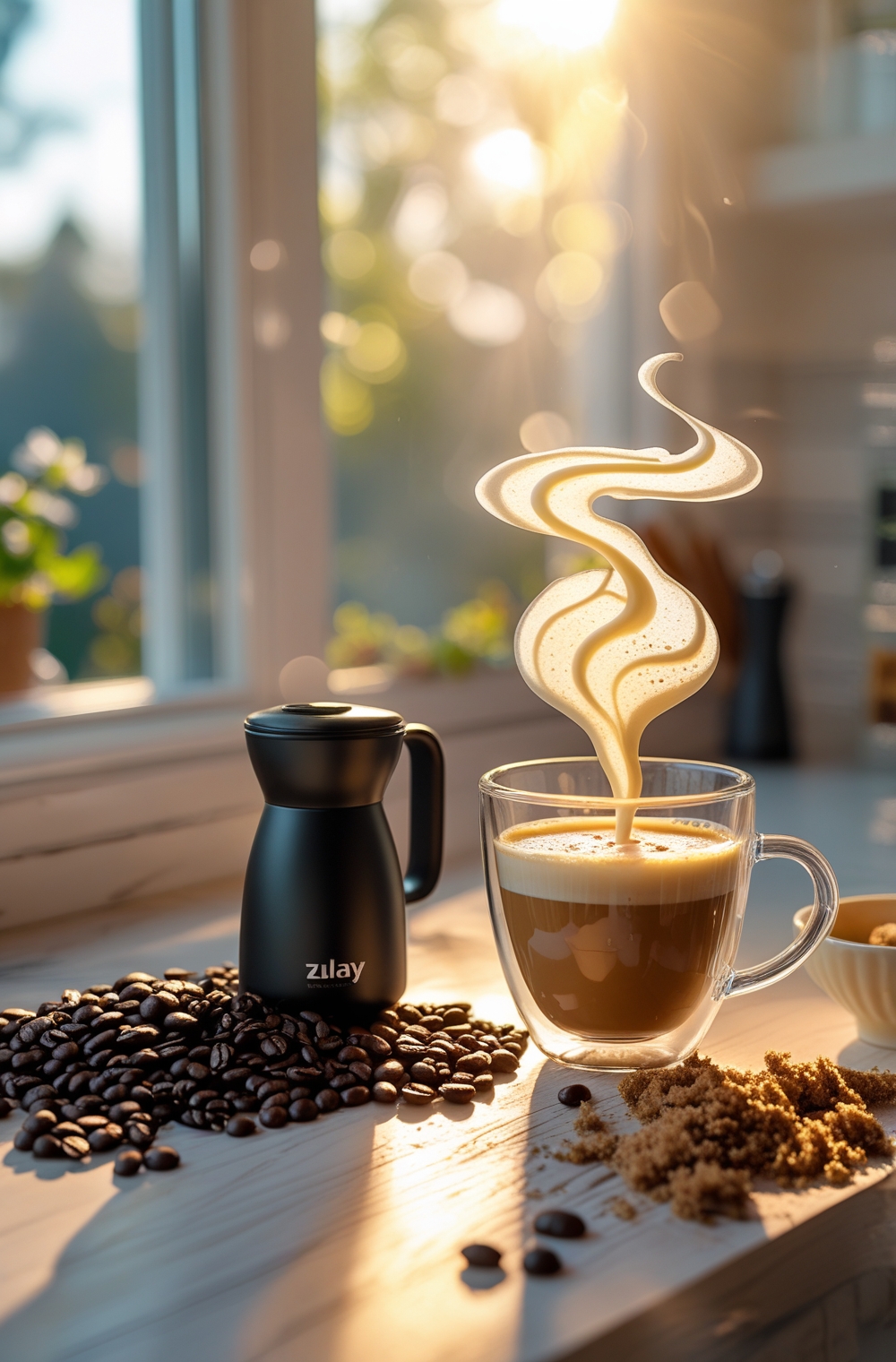 Milk Frother: Powerful Electric Foam Maker for Coffee, Lattes + Batteries